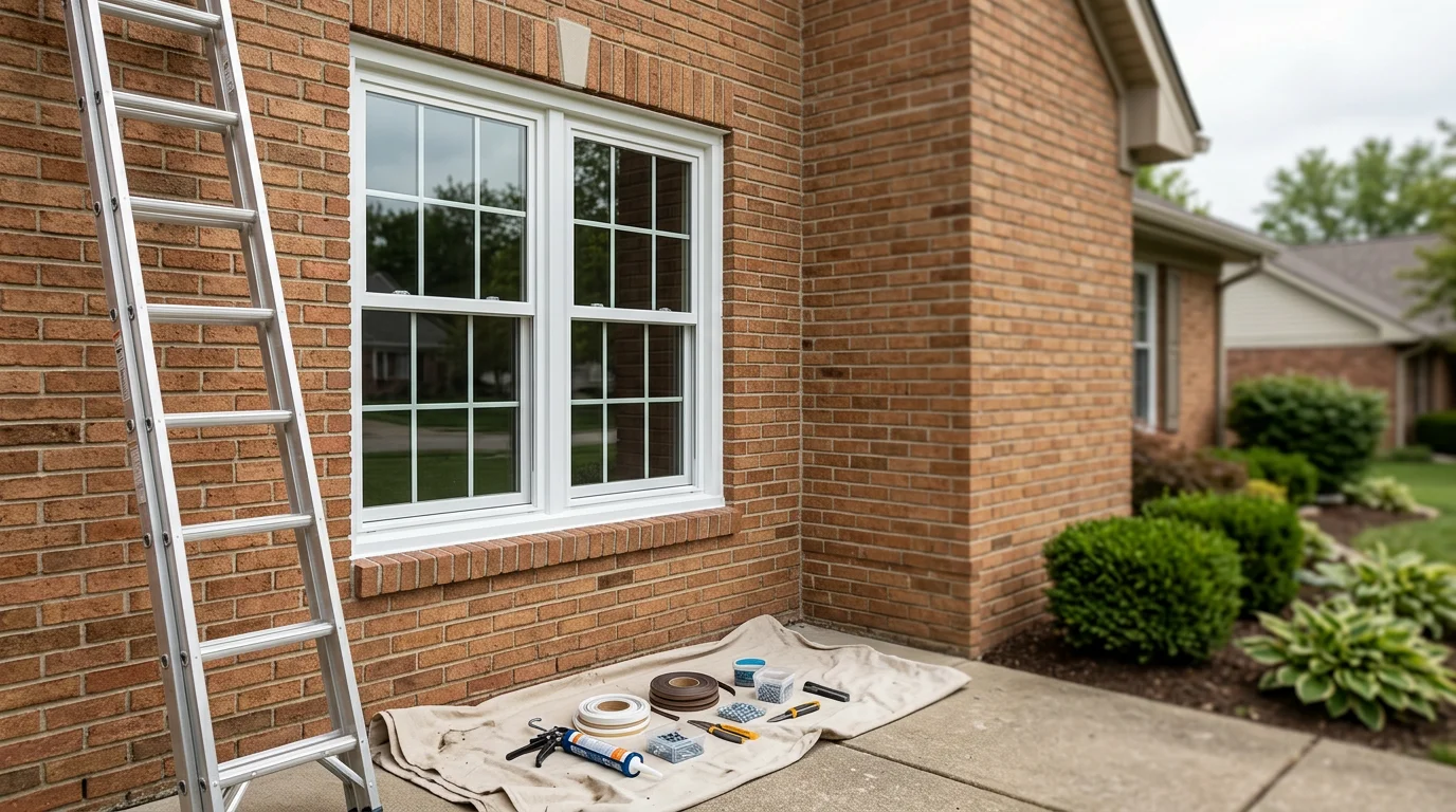 Professional window installation on a Bloomington residential home with new energy-efficient windows