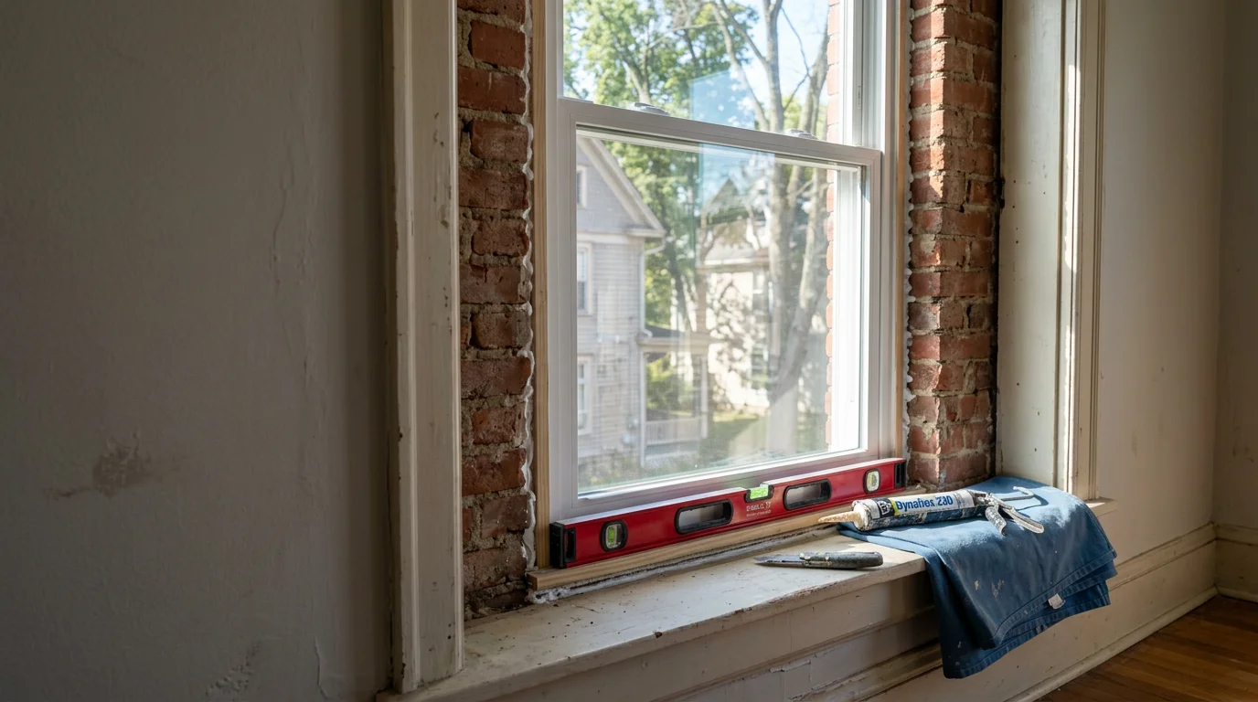 A freshly installed double-hung window on a residential home in Monroe County, Indiana, showing clean exterior trim and tight frame seating against the siding. The installation reflects professional flashing and sealing work suited to Indiana's climate zone conditions.